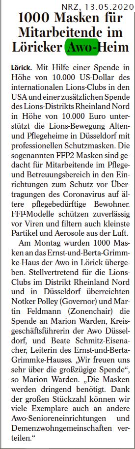 FFP2 Masken für Düsseldorfer Alten- und Pflegeheime